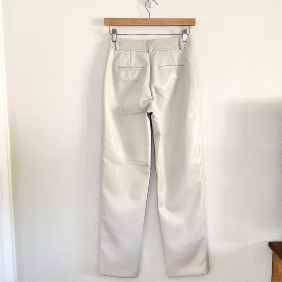 Aritzia Babaton Command Pant Vegan Leather Straight Leg Trouser Matte Pearl 0 XS - Picture 6 of 14
